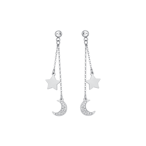Orecchino luna con smalto nero 8 x 9mm Argento | Gioielli all'ingrosso Orecchino luna con smalto nero 8 x 9mm Argento | Gioielli all'ingrosso
