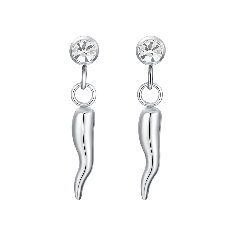 Orecchini Acciaio Inox anallergico con fiore pendente e swarovski Donna Orecchini Acciaio Inox anallergico con fiore pendente e swarovski Donna