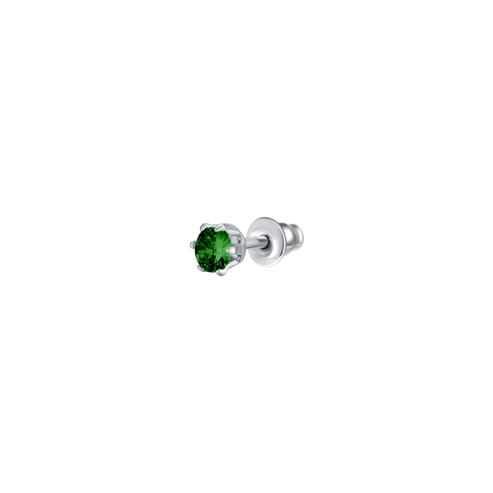 MONO ORECCHINO DONNA IN ACCIAIO CON ZIRCONE VERDE