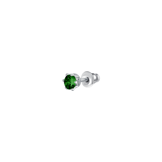 MONO ORECCHINO DONNA IN ACCIAIO CON ZIRCONE VERDE