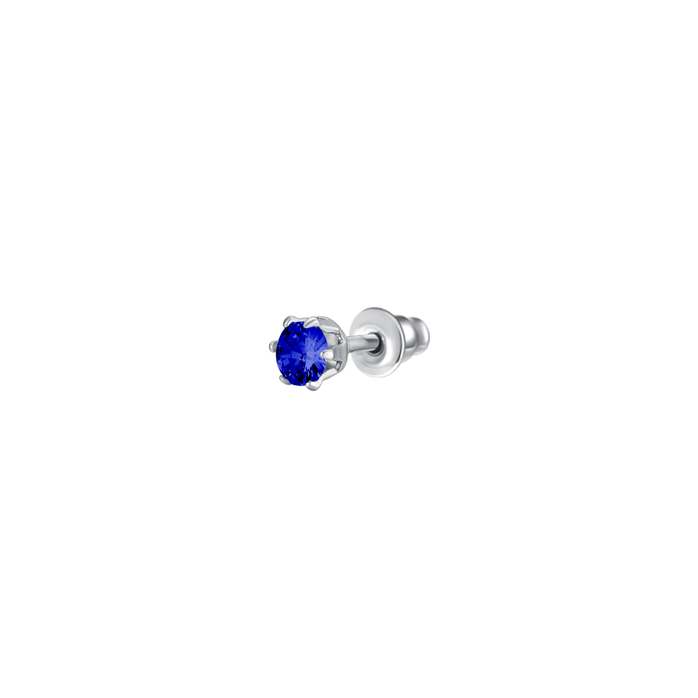 MONO ORECCHINO DONNA IN ACCIAIO CON ZIRCONE BLU
