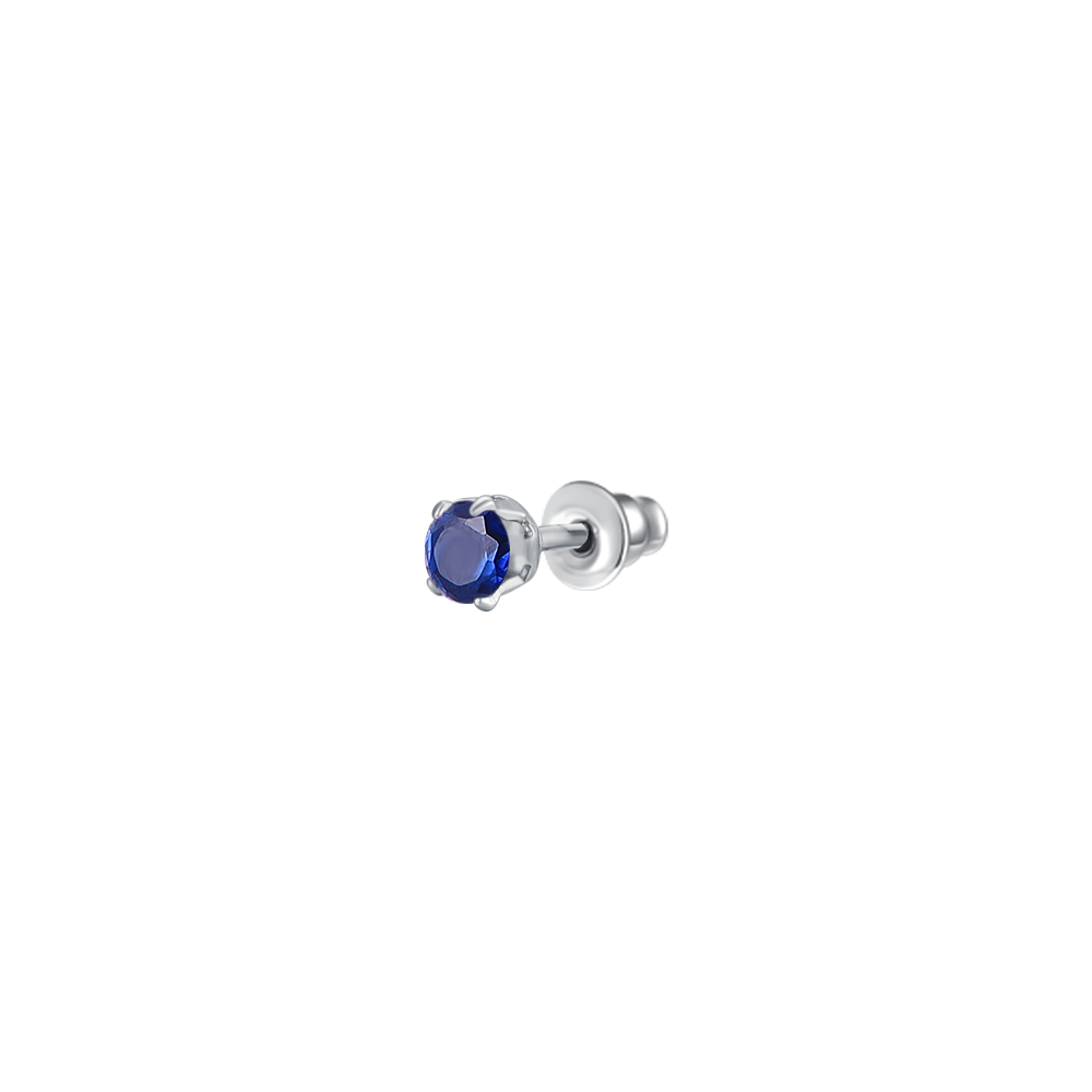 MONO ORECCHINO DONNA IN ACCIAIO CON ZIRCONE BLU