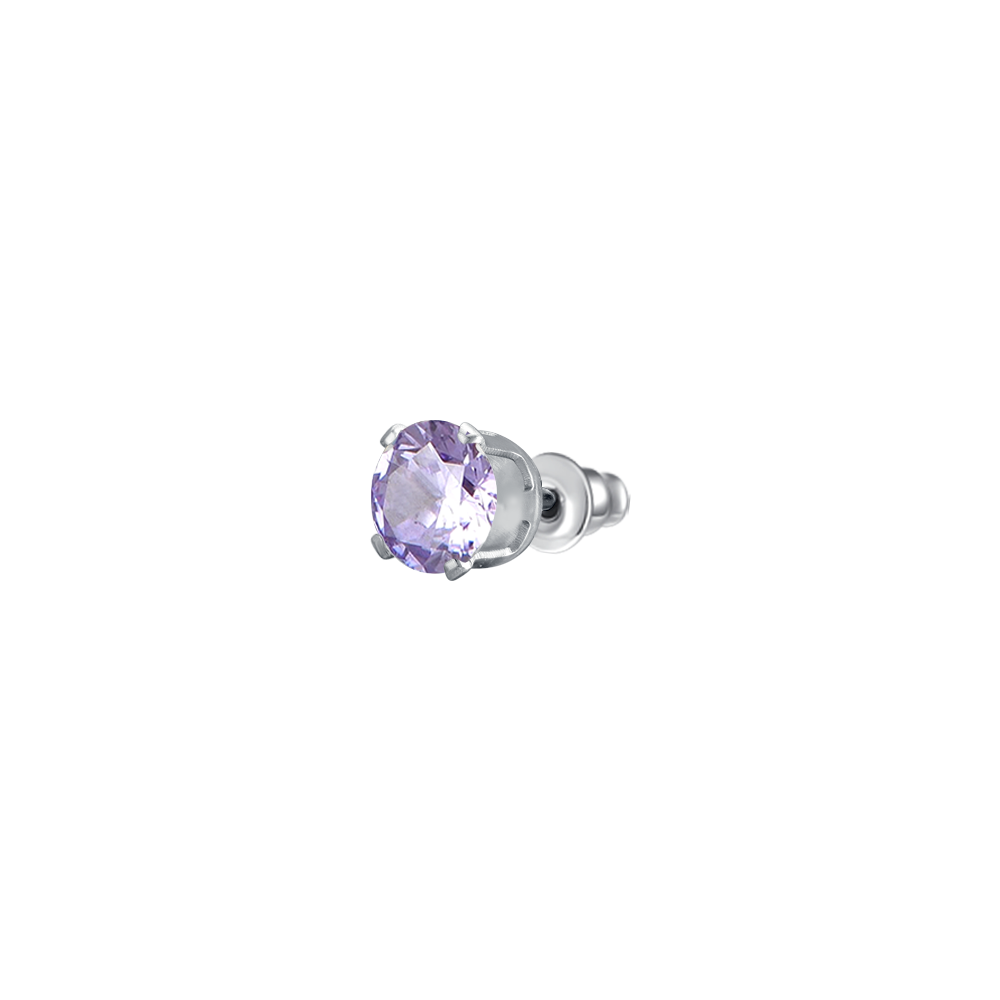 MONO ORECCHINO DONNA IN ACCIAIO CON ZIRCONE VIOLA