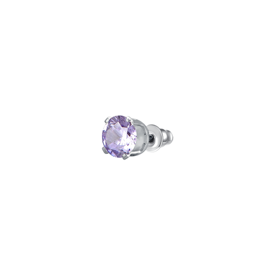 MONO ORECCHINO DONNA IN ACCIAIO CON ZIRCONE VIOLA