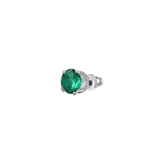MONO ORECCHINO DONNA IN ACCIAIO CON ZIRCONE VERDE