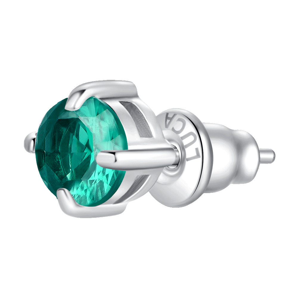 MONO ORECCHINO DONNA IN ACCIAIO CON ZIRCONE VERDE