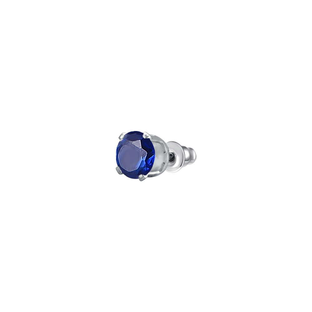 MONO ORECCHINO DONNA IN ACCIAIO CON ZIRCONE BLU