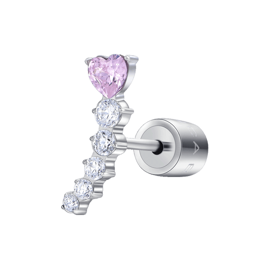 Rosato Mono Orecchino Donna In Argento Con Simbolo Cuore Rosato Mono Orecchino Donna In Argento Con Simbolo Cuore