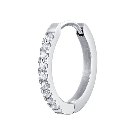 MONO ORECCHINO DONNA IN ACCIAIO  CON CRISTALLI BIANCHI