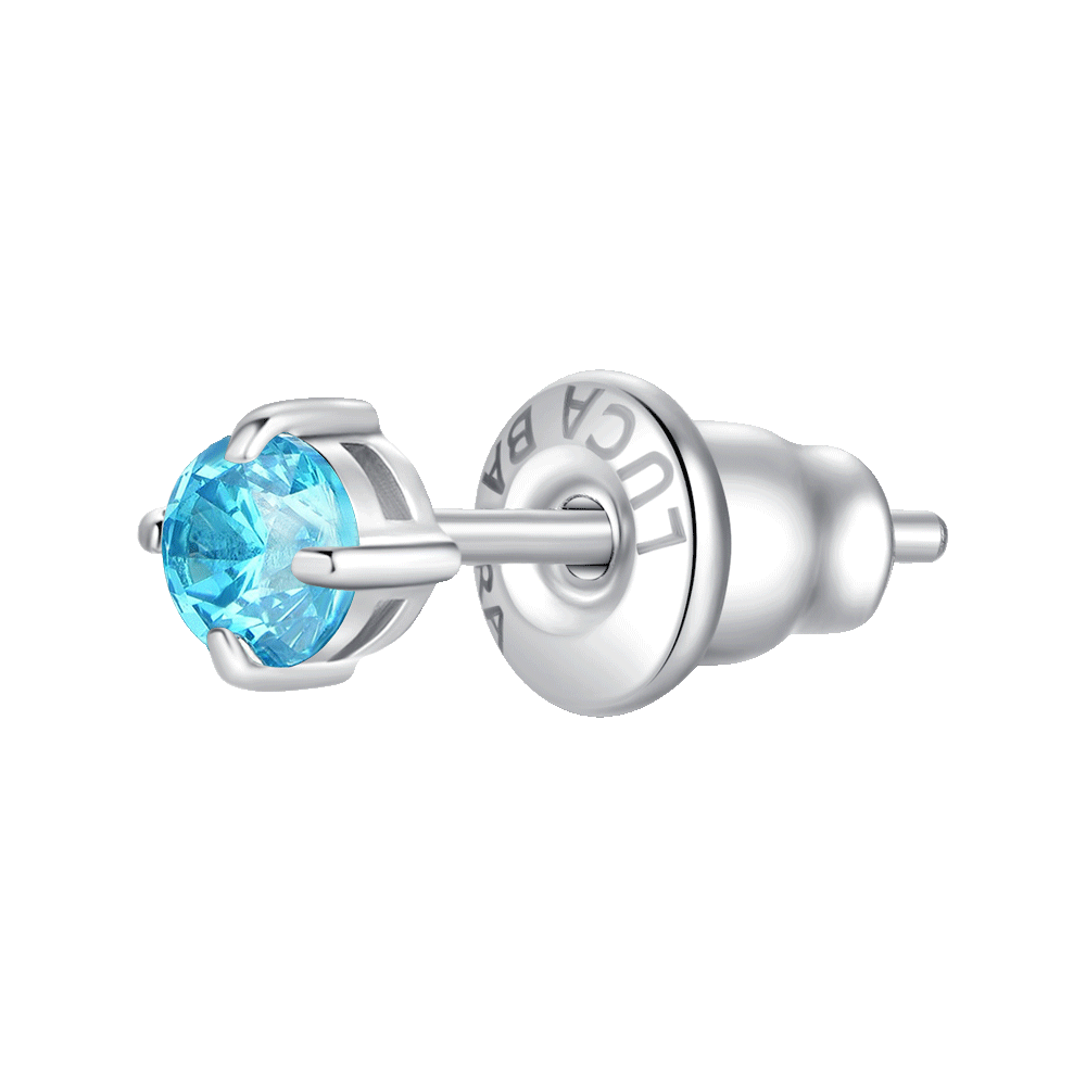 MONO ORECCHINO DONNA IN ACCIAIO CON ZIRCONE ACQUAMARINA