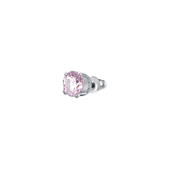 MONO ORECCHINO DONNA IN ACCIAIO CON ZIRCONE ROSA
