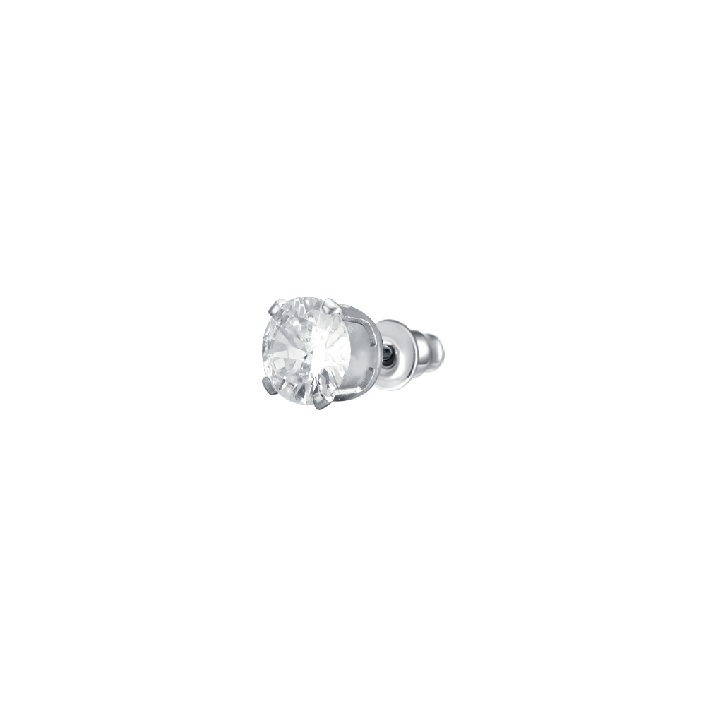 MONO ORECCHINO DONNA IN ACCIAIO CON ZIRCONE BIANCO