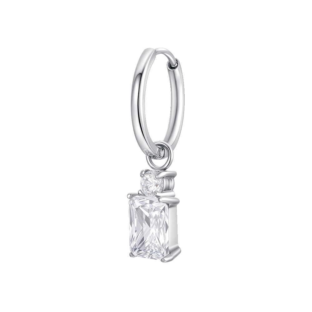 MONO ORECCHINI DONNA IN ACCIAIO CON ZIRCONI BIANCHI