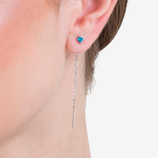 MONO ORECCHINO DONNA IN ACCIAIO CON CRISTALLO ACQUAMARINA