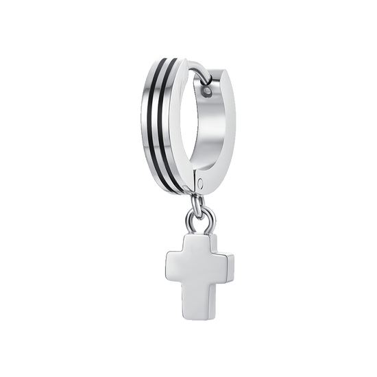 MONO ORECCHINO UOMO IN ACCIAIO CON CROCE