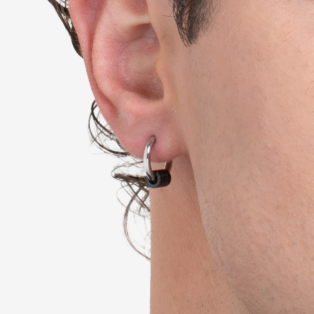 MONO ORECCHINO UOMO IN ACCIAIO CON FULMINE EFFETTO VINTAGE