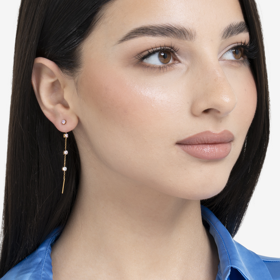 MONO ORECCHINO DONNA IN ACCIAIO IP GOLD CON CRISTALLI MULTICOLOR