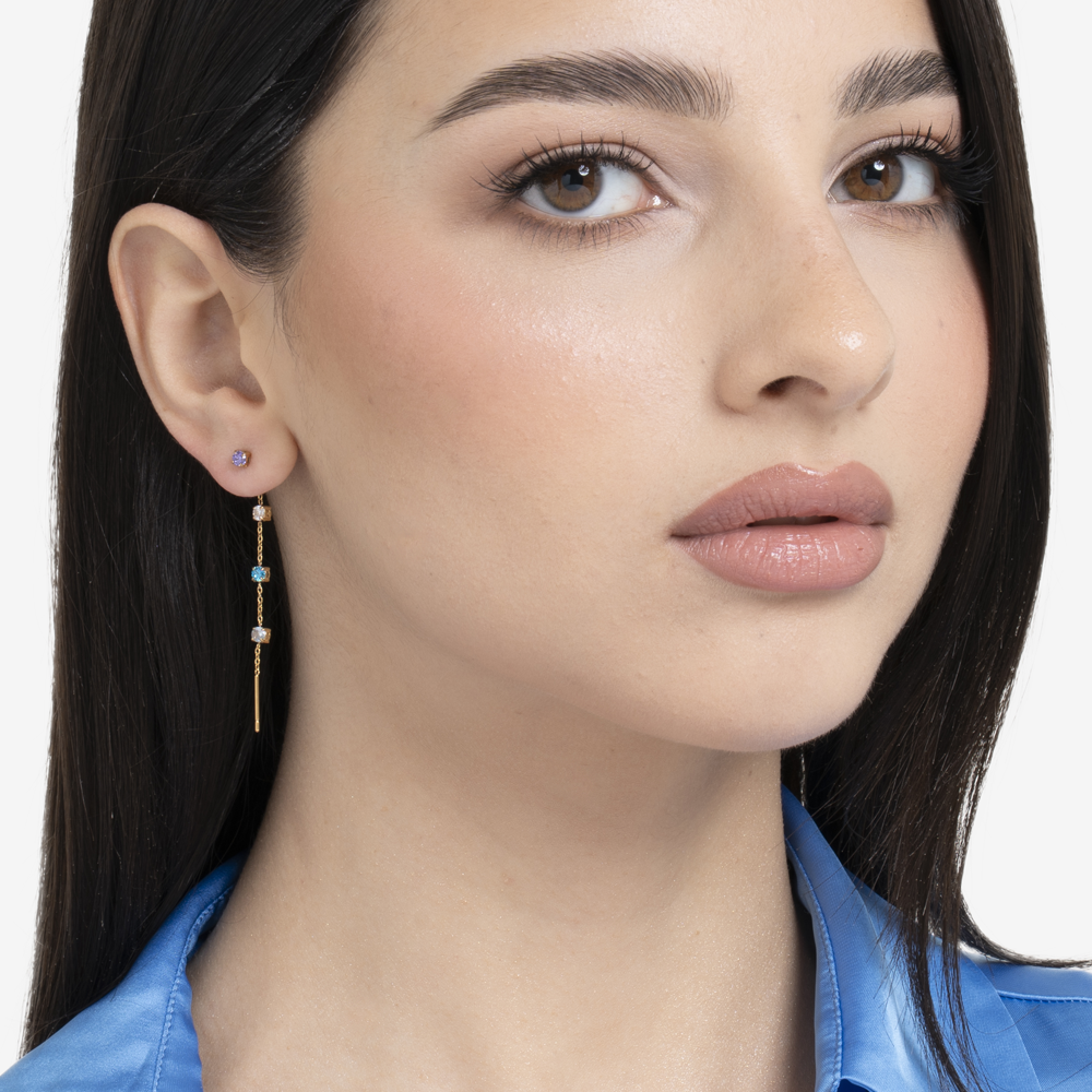 MONO ORECCHINO DONNA IN ACCIAIO IP GOLD CON CRISTALLI MULTICOLOR