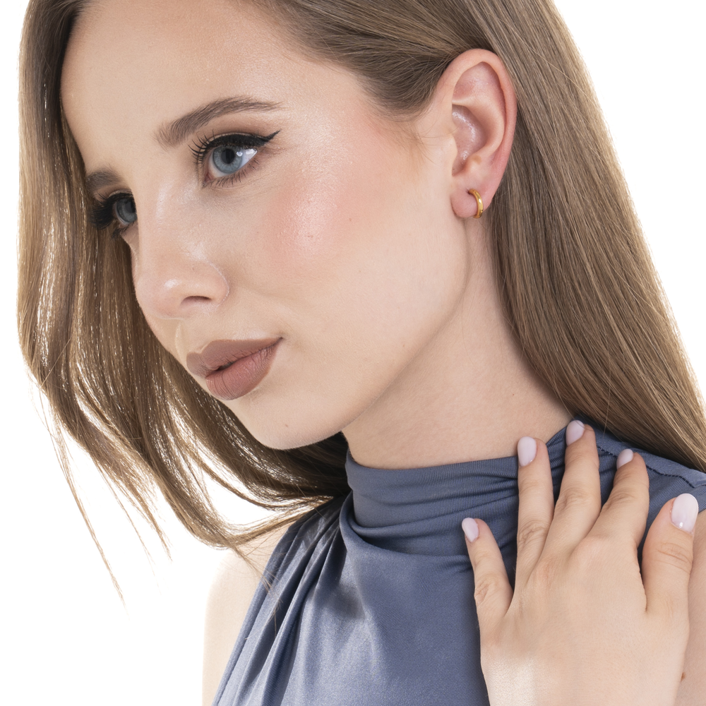 MONO ORECCHINI DONNA A CERCHIO IN ACCIAIO IP GOLD