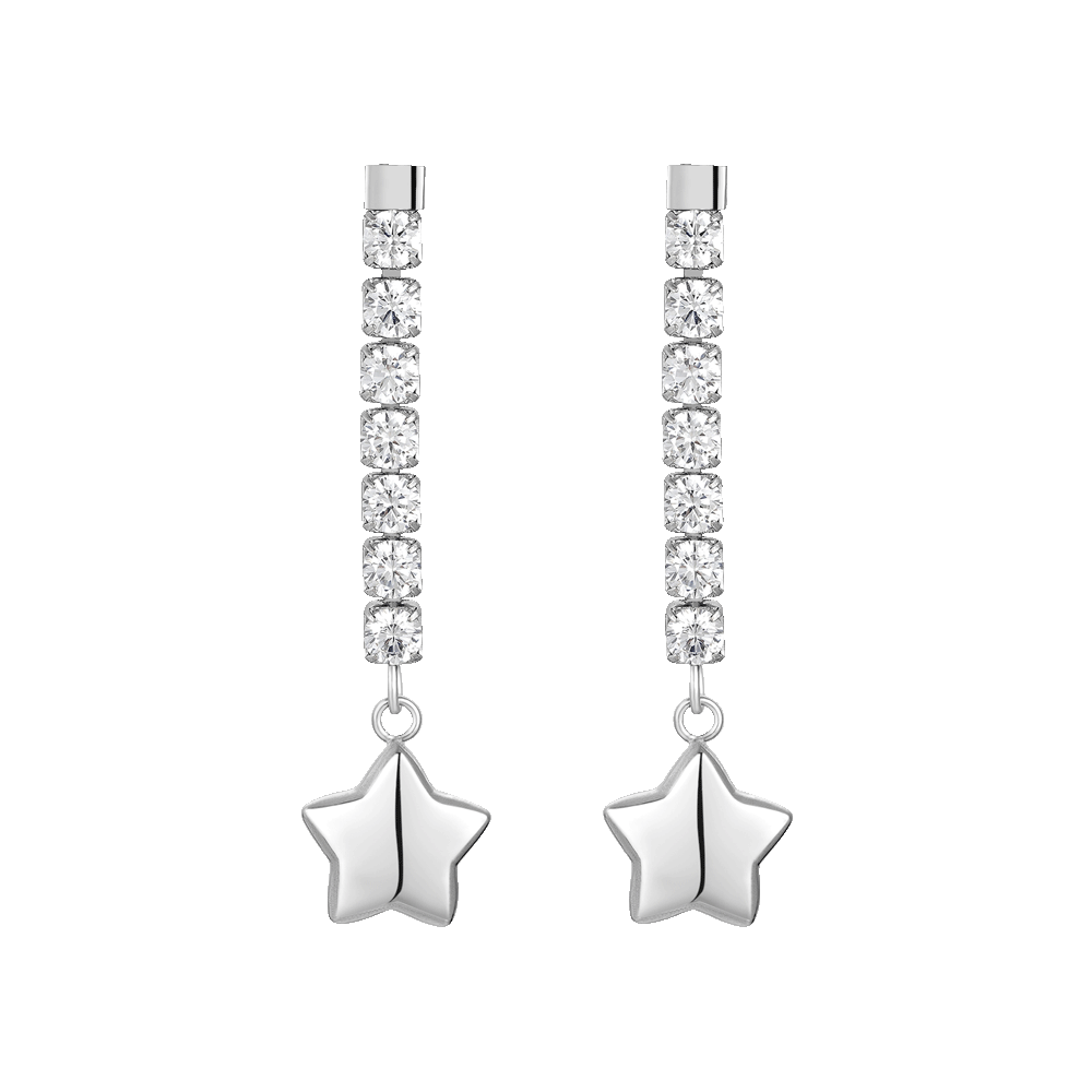 ORECCHINI DONNA IN ACCIAIO CON STELLA E ZIRCONI BIANCHI