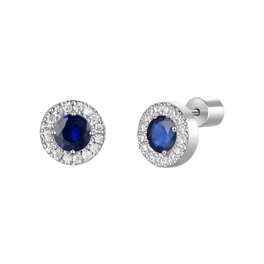 ORECCHINI DONNA IN ACCIAIO CON ELEMENTI CON ZIRCONI BLU E BIANCHI