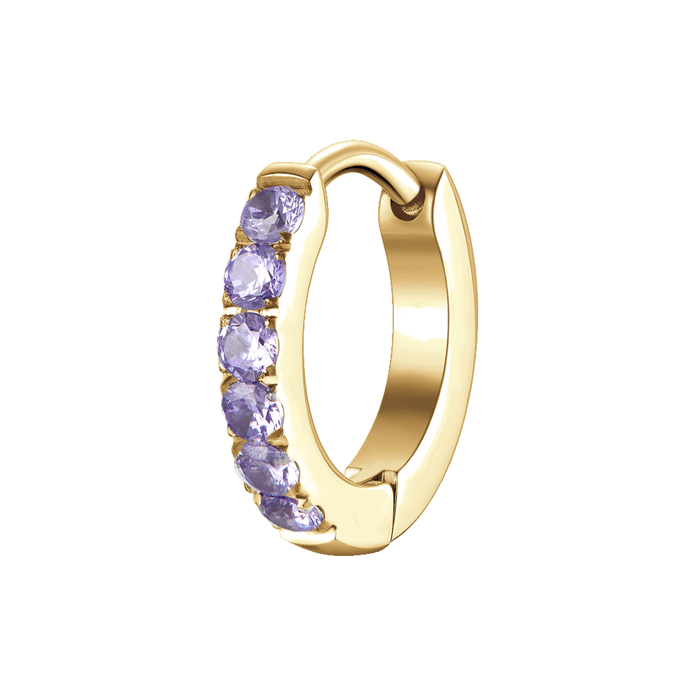 MONO ORECCHINO DONNA IN ACCIAIO IP GOLD CON ZIRCONI VIOLA