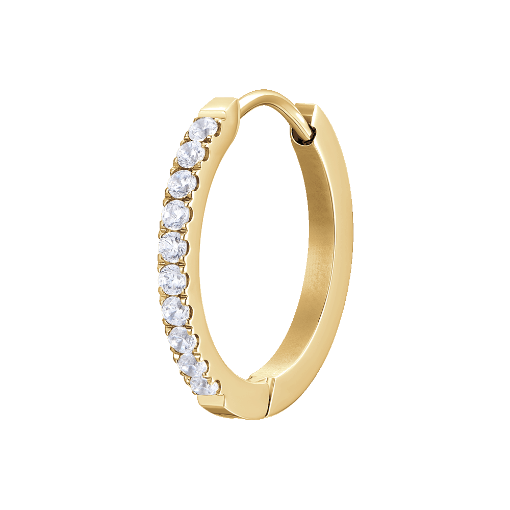 MONO ORECCHINO DONNA IN ACCIAIO IP GOLD CON ZIRCONI BIANCHI