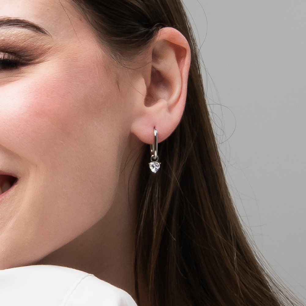 MONO ORECCHINO DONNA IN ACCIAIO CON ZIRCONE BIANCO