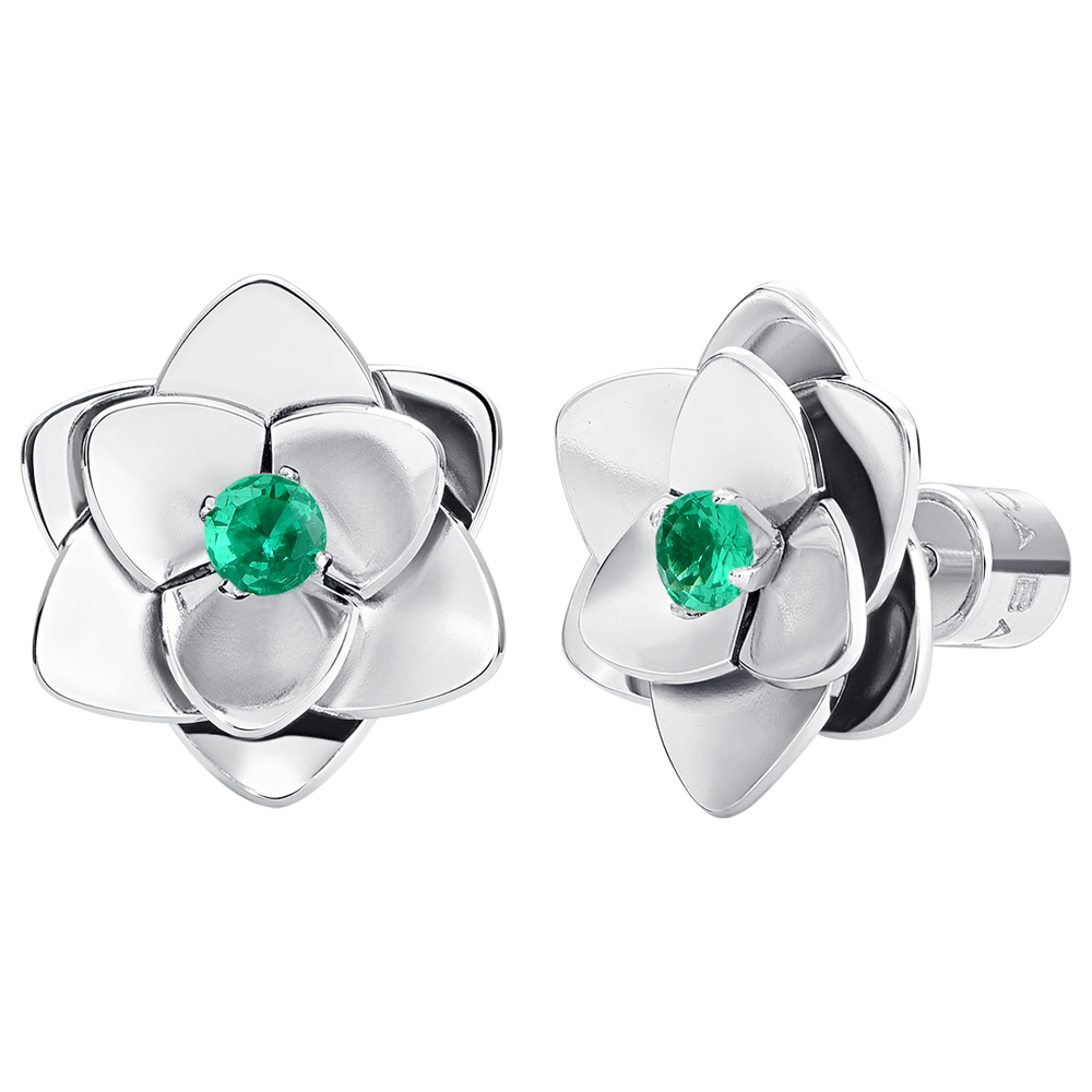 ORECCHINI DONNA IN ACCIAIO, FIORI CON ZIRCONI VERDI