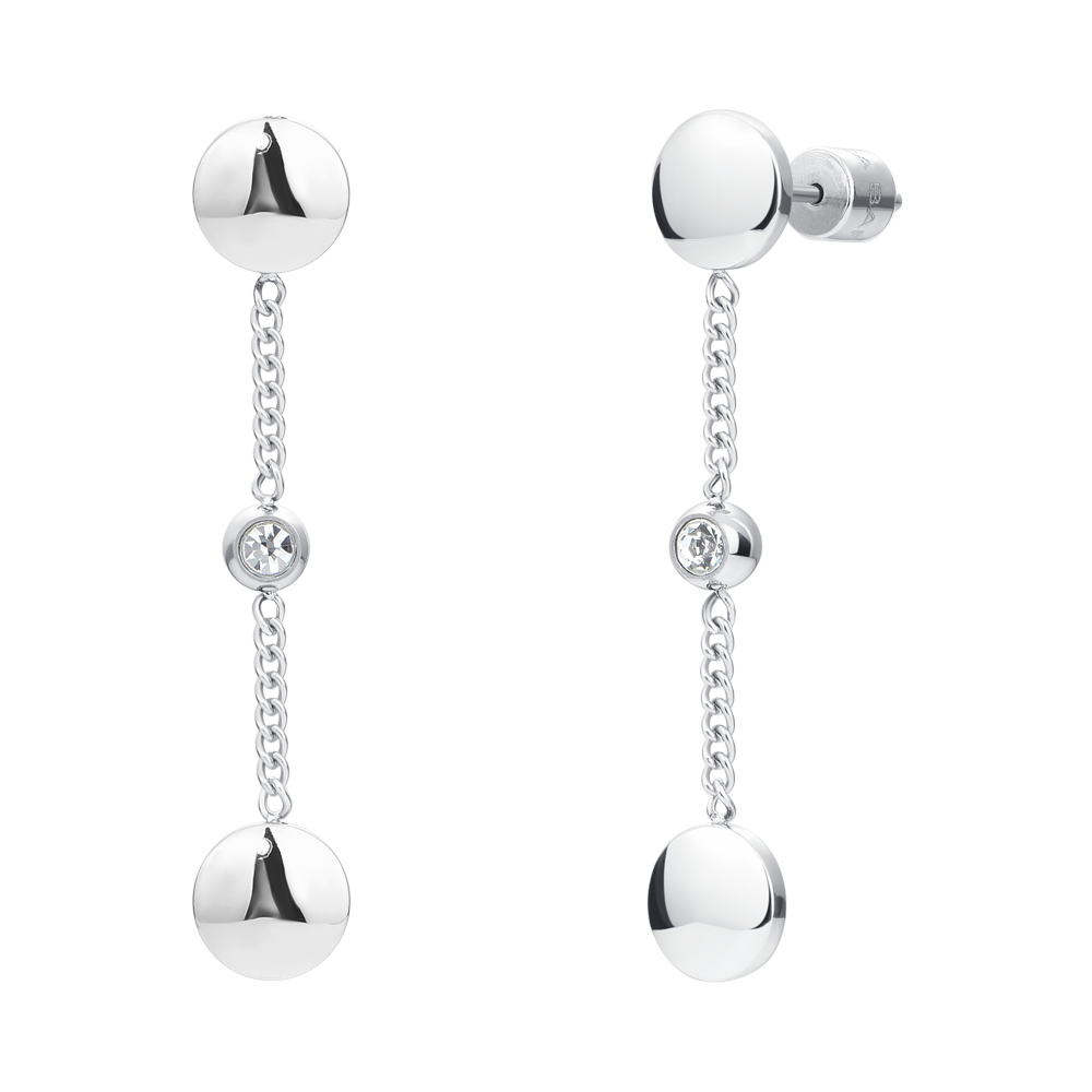 ORECCHINI DONNA IN ACCIAIO CON ELEMENTI IN ACCIAIO E CRISTALLI BIANCHI