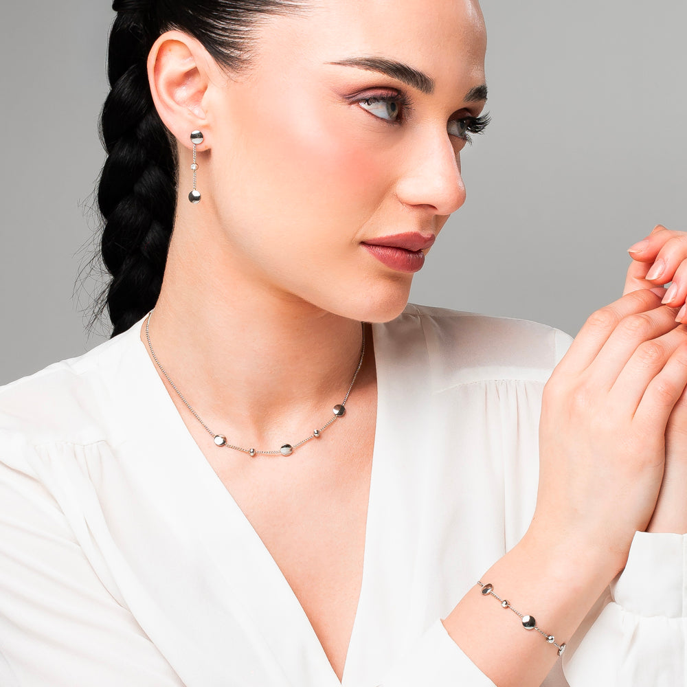 ORECCHINI DONNA IN ACCIAIO CON ELEMENTI IN ACCIAIO E CRISTALLI BIANCHI