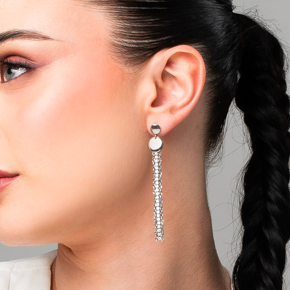 ORECCHINI DONNA IN ACCIAIO CON ELEMENTI IN ACCIAIO E CRISTALLI BIANCHI