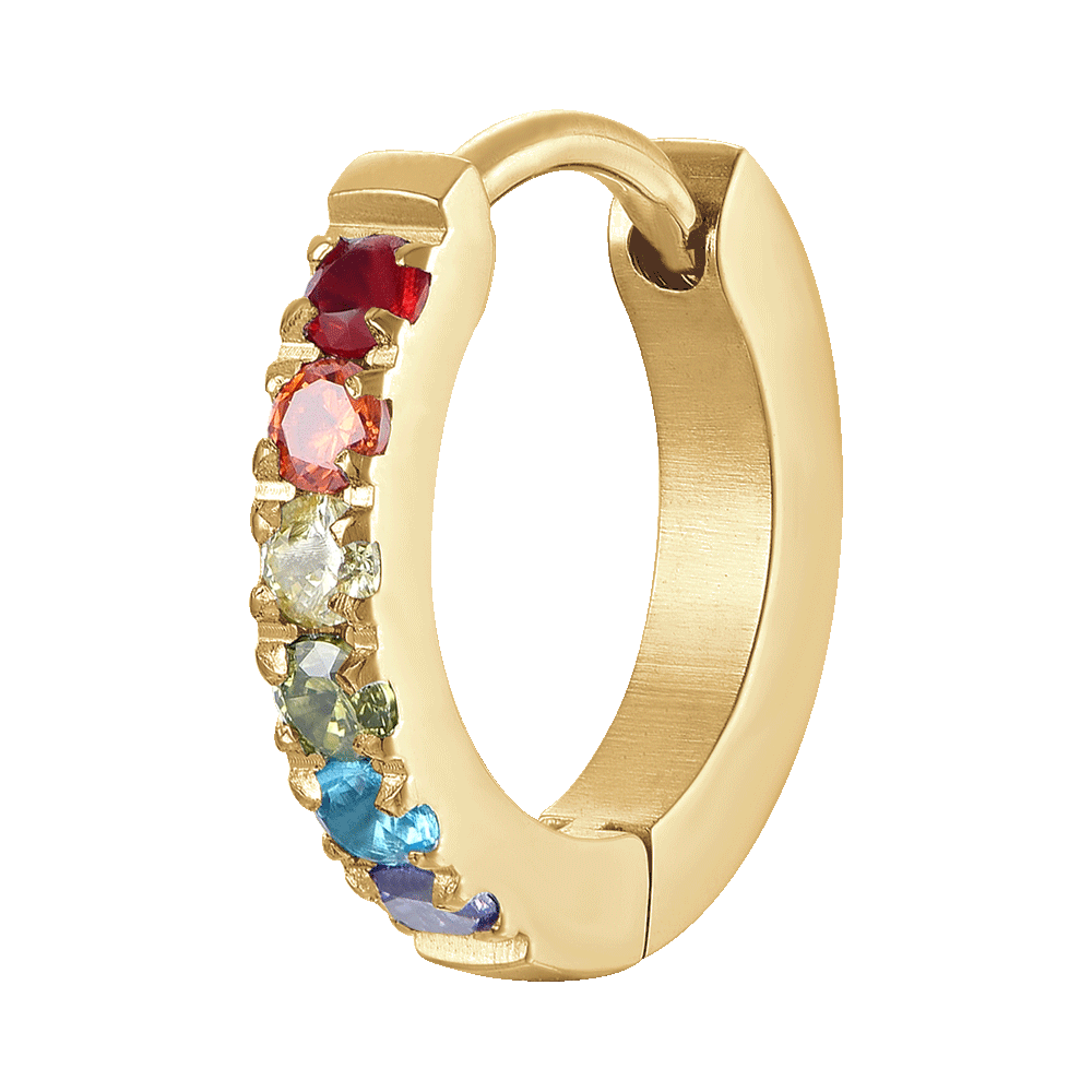 MONO ORECCHINO DONNA IN ACCIAIO IP GOLD CON ZIRCONI MULTICOLOR