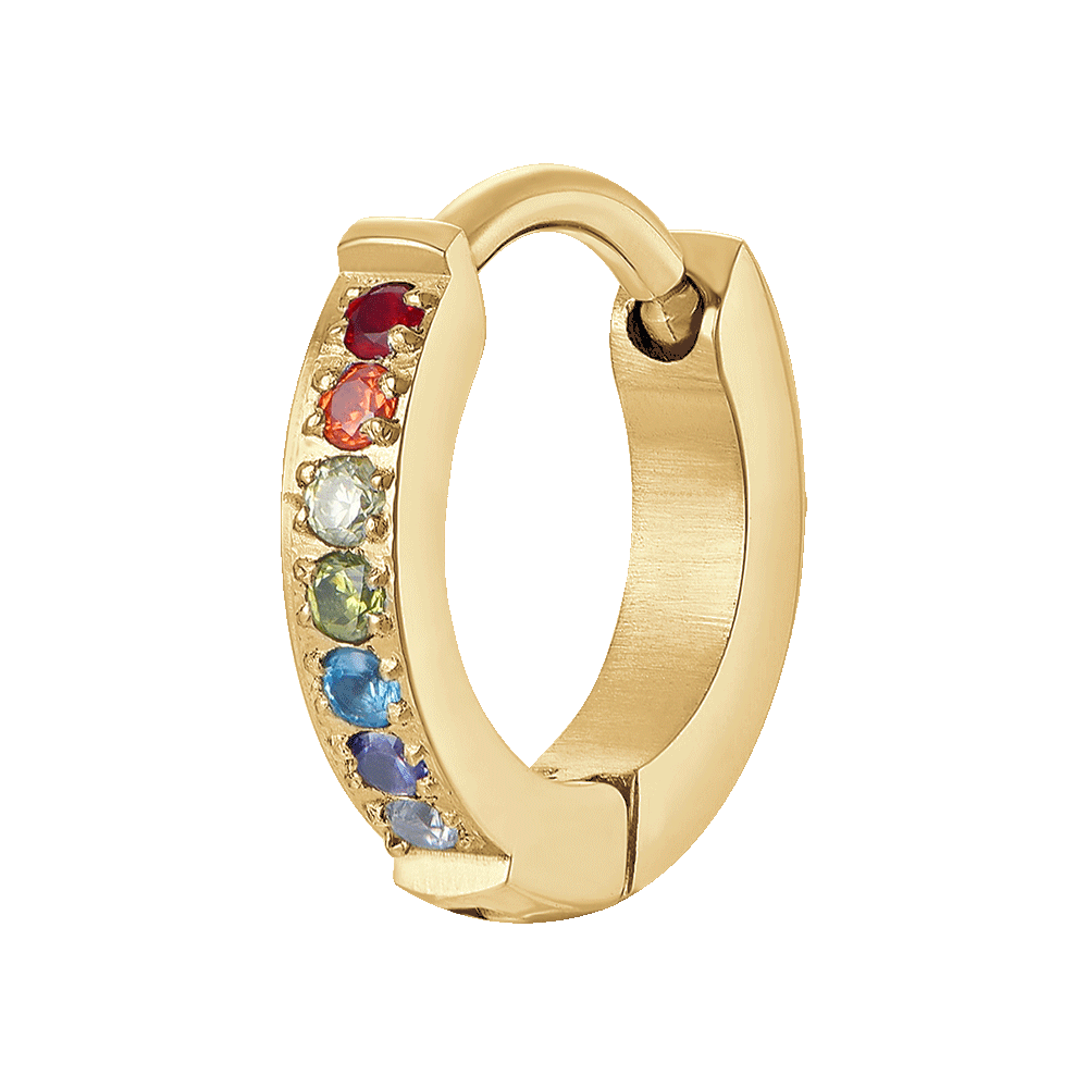 MONO ORECCHINO DONNA IN ACCIAIO IP GOLD CON ZIRCONI MULTICOLOR