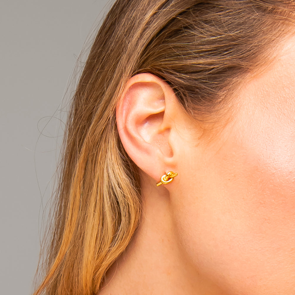 MONO ORECCHINO DONNA IN ACCIAIO IP GOLD CON NODO