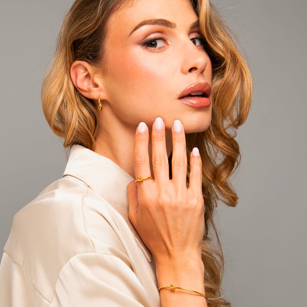 ORECCHINI DONNA IN ACCIAIO IP GOLD CON NODO