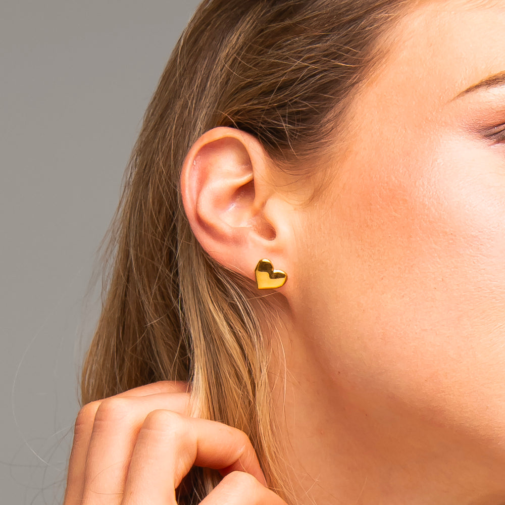 MONO ORECCHINO DONNA IN ACCIAIO IP GOLD CON CUORE