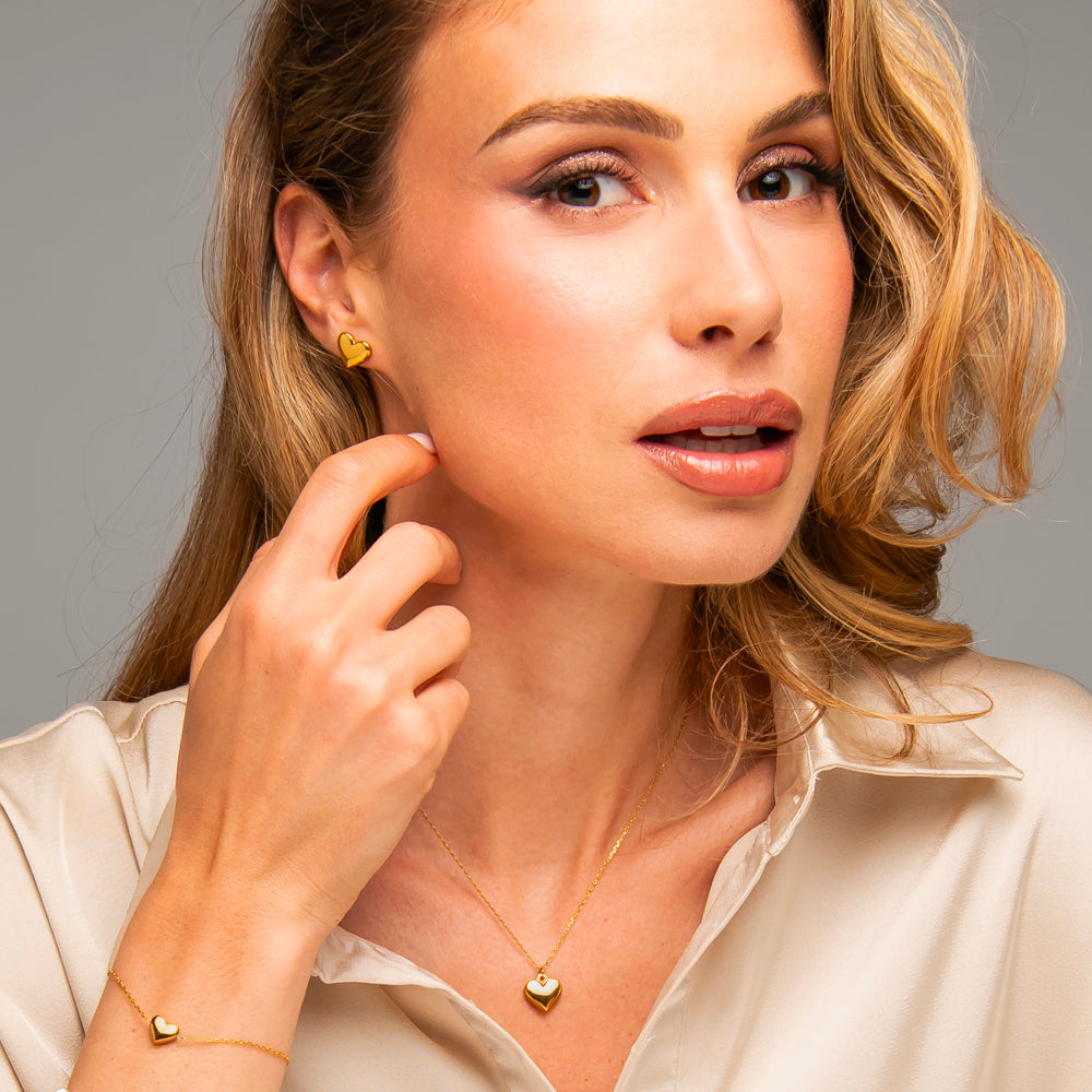 MONO ORECCHINO DONNA IN ACCIAIO IP GOLD CON CUORE