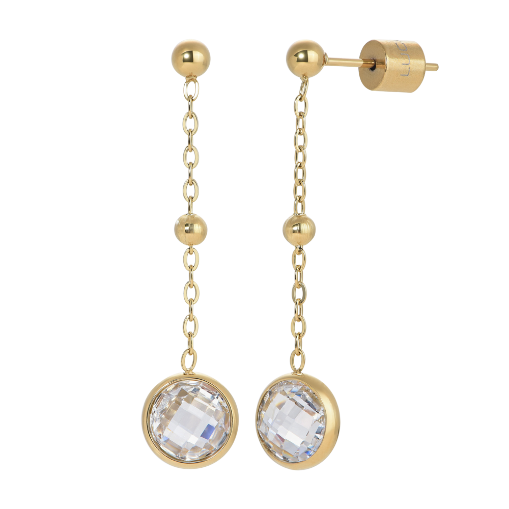 ORECCHINI DONNA IN ACCIAIO IP GOLD CON ZIRCONI BIANCHI
