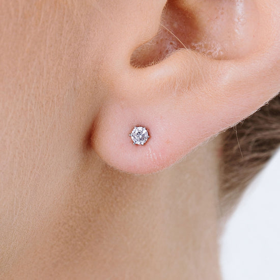 ORECCHINI PUNTO LUCE IN ACCIAIO CON CRISTALLO BIANCO DA 3MM