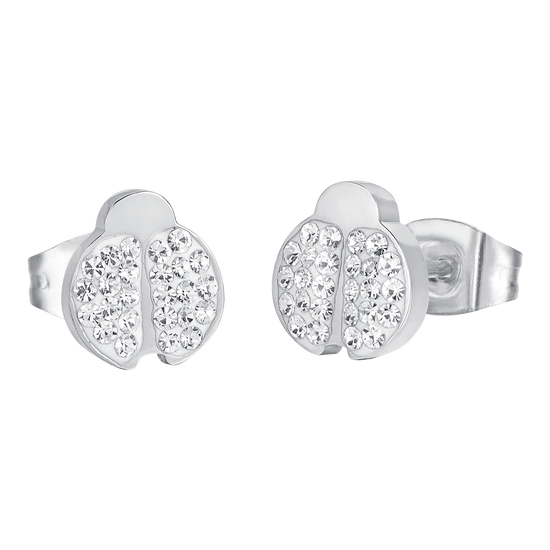 ORECCHINI DONNA IN ACCIAIO CON COCCINELLA E CRISTALLI