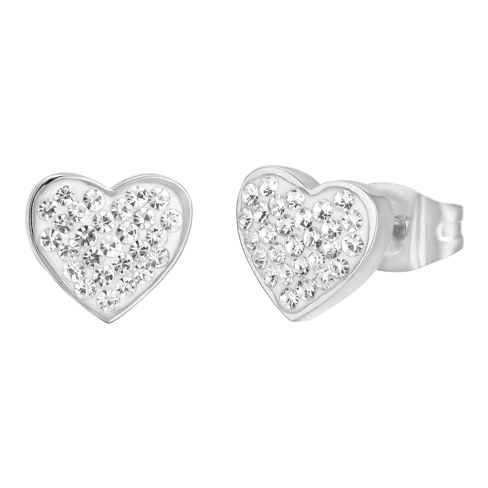 ORECCHINI DONNA IN ACCIAIO CON CUORI E CRISTALLI