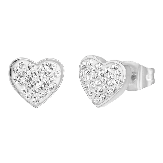 ORECCHINI DONNA IN ACCIAIO CON CUORI E CRISTALLI