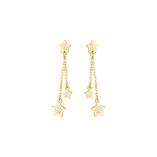 ORECCHINI DONNA IN ACCIAIO IP GOLD CON STELLE E CRISTALLI BIANCHI Luca Barra