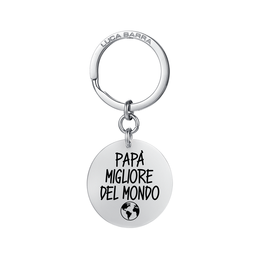 PORTACHIAVI UOMO IN ACCIAIO PAPA' MIGLIORE AL MONDO