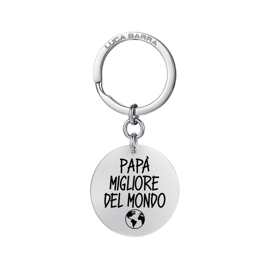 PORTACHIAVI UOMO IN ACCIAIO PAPA' MIGLIORE AL MONDO