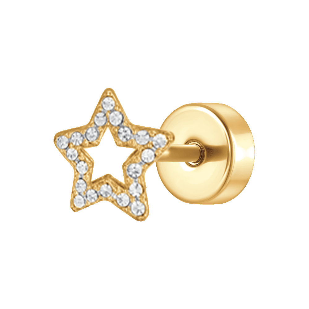 Piercing Orecchio In Oro 750 (18kt) Con Cristalli - Mano Di Fatima | Colori: Giallo, Rosa, Bianco | Spessore 1,2mm, Lunghezza 6mm - 2