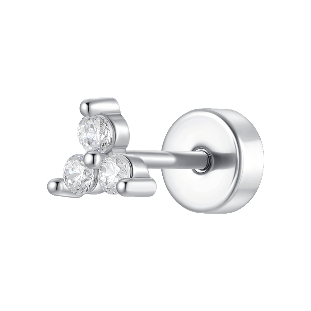Piercing all'orecchio a cerchio con zirconi – acciaio inossidabile Argento | Italia