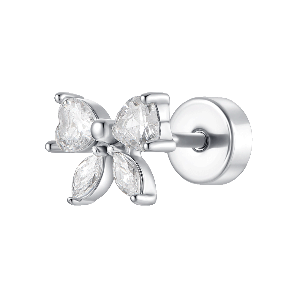 Kakonia Set Di 9 Piercing Per Elica E Orecchio In Acciaio Chirurgico 316L - Trago, Farfalla, Saturno - Colori Oro, Argento, Oro Rosa, Con Zirconi - 2