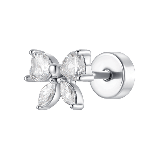 PIERCING ORECCHIO DONNA IN ACCIAIO FORMA FIOCCO CON ZIRCONI BIANCHI PIERCING ORECCHIO DONNA IN ACCIAIO FORMA FIOCCO CON ZIRCONI BIANCHI